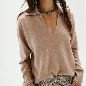 Free People Eloura Cashmere Henley Sweater NWT